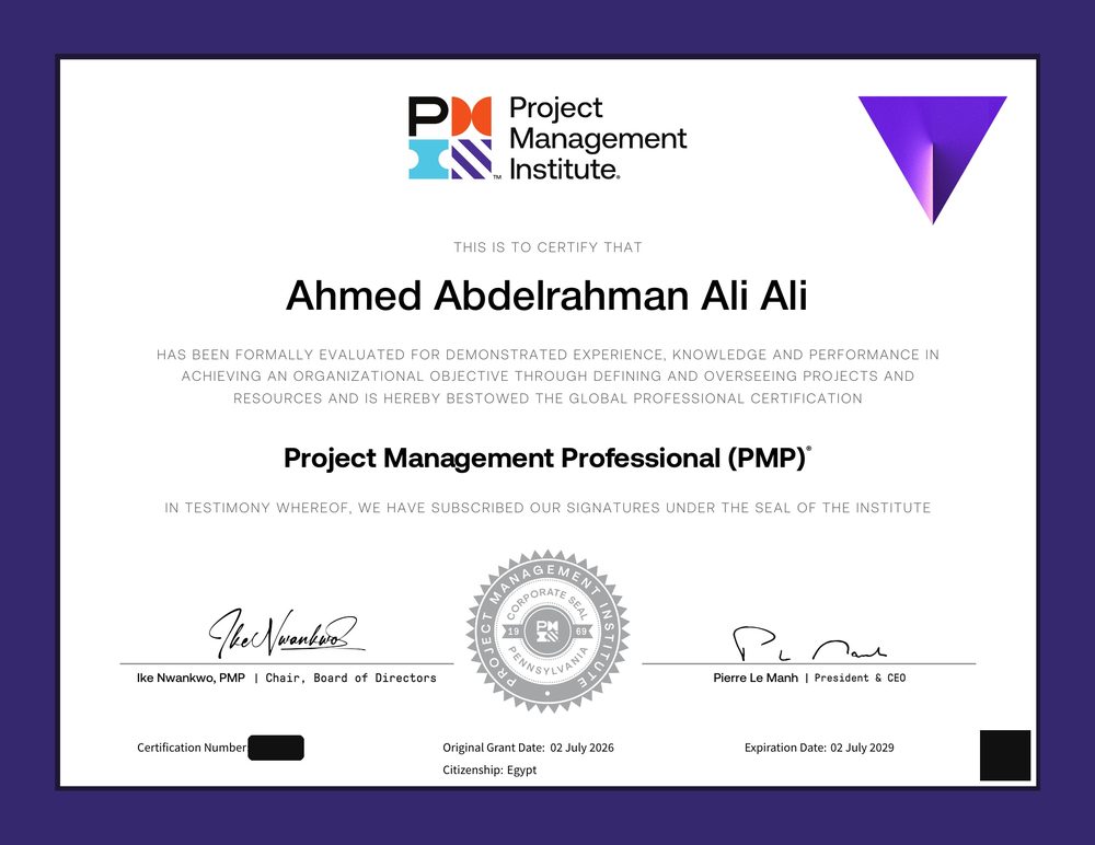 PMP® Certification document